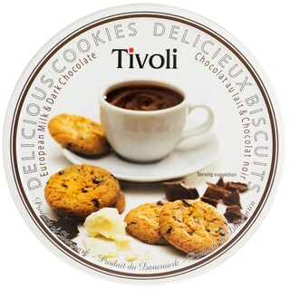 Tivoli | Fursecuri in cutie metalica cu lapte si ciocolata neagra 150g
