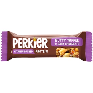 Perkier | Baton proteic cu ciocolata neagra si nuci caramel 37g