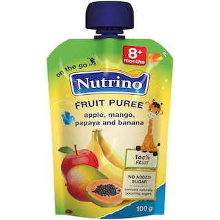 Nutrino | Piure de fructe cu mar, mango, papaya si banana 100g