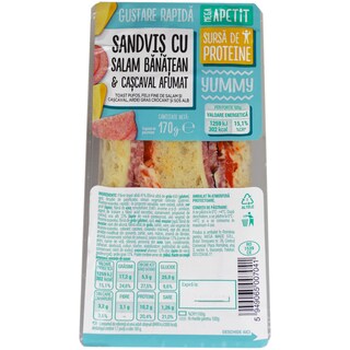 Mega Apetit | Sandwich cu salam banatean si cascaval afumat 170g