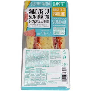 Mega Apetit | Sandwich cu salam banatean si cascaval afumat 170g