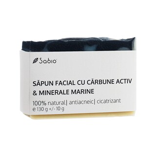 Sabio | Sapun facial cu carbune activ si minerale marine bio 130g