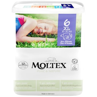 Moltex | Scutece eco pentru bebelusi Nr. 6, 21 bucati, 16-30 kg
