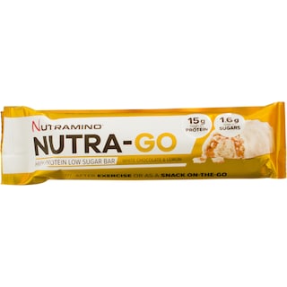 Nutra-Go | Baton proteic cu ciocolata alba si lamaie 49g