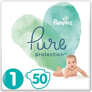 Pampers | Pure | Scutece bebelusi Marimea 1, 2-5 kg, 50 buc