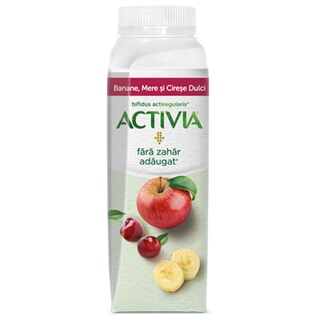 Activia | Iaurt de baut fara zahar cu banane, mere si cirese 250g