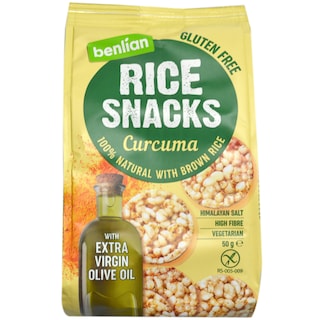 Benlian | Chipsuri din orez cu ulei de masline si curcuma 50g