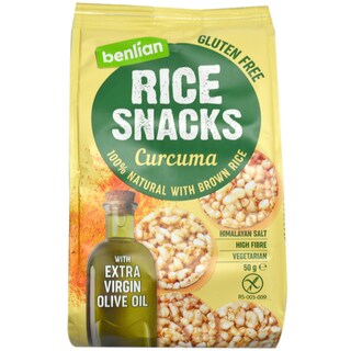 Benlian | Chipsuri din orez cu ulei de masline si curcuma 50g