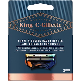 King C Gillette | Rezerve aparat de ras pentru barbierire si conturare, 3 bucati