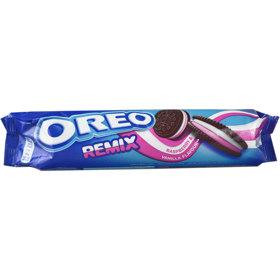 Oreo | Biscuiti cu cacao si crema cu zmeura si vanilie 157g | Mega