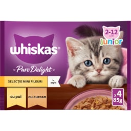 Hrana umeda pentru pui de pisica selectie mini fileuri in aspic 4x85g