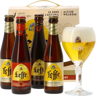 Leffe | Pachet de bere 4x250ml + pahar