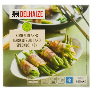 Delhaize | Fasole verde impachetata in bacon 360g