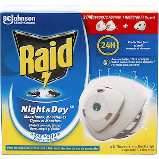 Raid | Night&Day | Aparat impotriva mustelor, tantarilor si furnicilor, 2 aparate + 1 rezerva