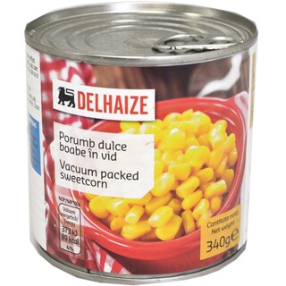 Delhaize | Porumb dulce boabe in vid 340g