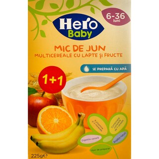 Hero Baby | Mic dejun multicereale cu fructe si lapte 2x225g