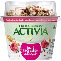 Iaurt natur si mix de musli, seminte de chia si zmeura 170g