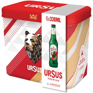 Ursus | Bere blonda in cutie metalica 6x330ml