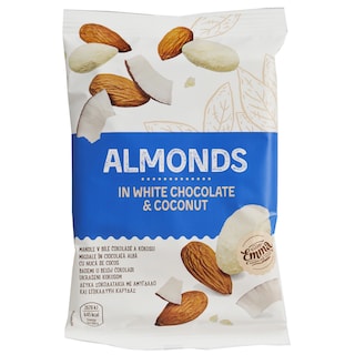 Emma | Migdale in ciocolata alba cu nuca de cocos 125g