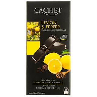 Cachet | Ciocolata neagra cu lamaie si piper 100g