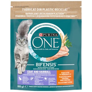 Purina One | Hrana uscata pentru pisica coat&hairball cu carne de pui 800g