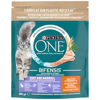 Purina One | Hrana uscata pentru pisica coat&hairball cu carne de pui 800g