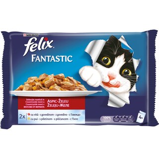 Felix | Hrana pisici vita si pui  4x100g