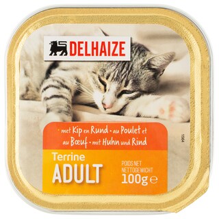 Delhaize | Terina cu vita si pui pentru pisici 100g