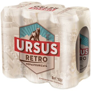 Ursus | Retro | Bere blonda nepasteurizata 6x0.5L