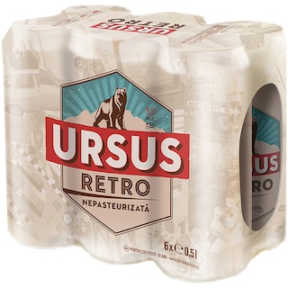 Ursus | Retro | Bere blonda nepasteurizata 6x0.5L
