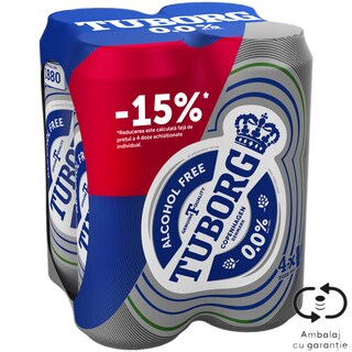 Tuborg Zero | Bere blonda fara alcool 4x0.5L
