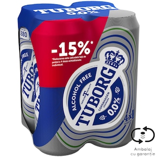 Tuborg Zero | Bere blonda fara alcool 4x0.5L
