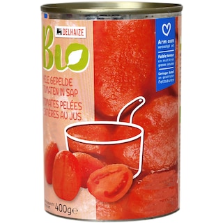 Delhaize Bio | Rosii bio decojite intregi, in suc 400g