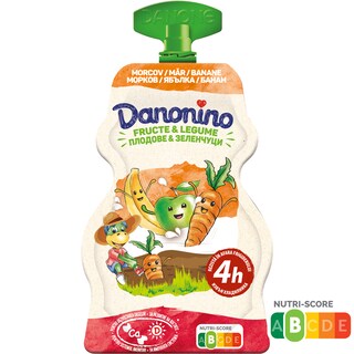 Danonino | Iaurt de baut cu piure de banane, mere si morcovi 70g