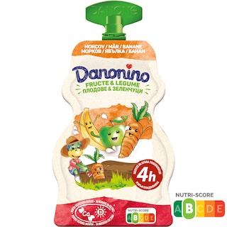 Danonino | Iaurt de baut cu piure de banane, mere si morcovi 70g