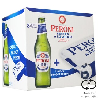 Peroni Nastro Azzurro | Bere blonda 8x0.33L & prosop 8x0.33L