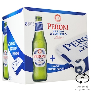 Peroni Nastro Azzurro | Bere blonda 8x0.33L & prosop 8x0.33L