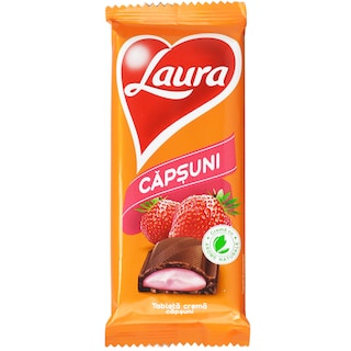 Laura | Ciocolata cu lapte si crema cu capsuni 92g