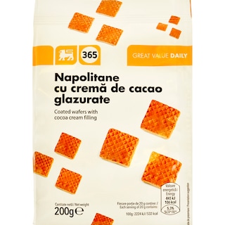 365 | Napolitane glazurate cu crema de cacao 200g