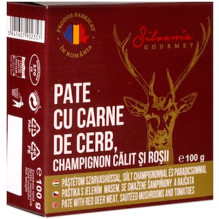 Silvania Gourmet | Pate cu carne de cerb&champignon calit si rosii 100g
