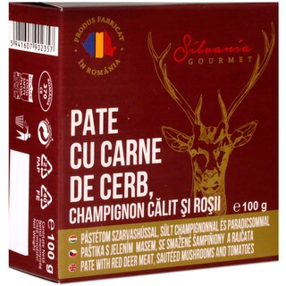 Silvania Gourmet | Pate cu carne de cerb&champignon calit si rosii 100g