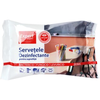 Expert wipes | Servetele dezinfectante pentru suprafete, 20 bucati