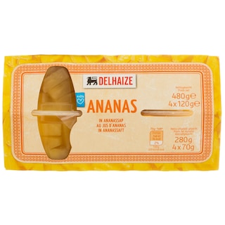 Delhaize | Ananas bucati in sirop 4 bucati 4x120g