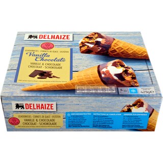 Delhaize | Inghetata la cornet cu vanilie si ciocolata 6x120ml