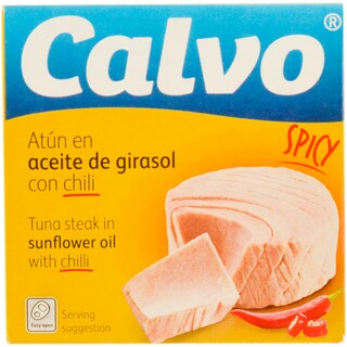 Calvo | Ton in ulei de floarea soarelui cu ardei iute rosu 80g