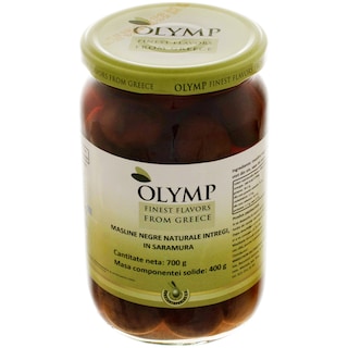 Olympia | Masline negre naturale intregi in saramura, la borcan 720ml