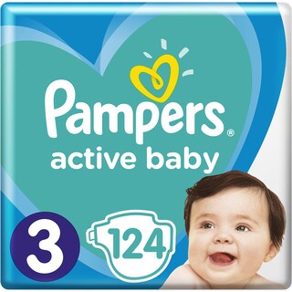 Pampers | Active baby-dry | Scutece bebelusi Marimea 3, 6-10 kg, 124 buc