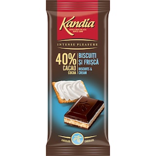 Kandia | Ciocolata cu crema cu aroma de frisca si biscuiti 115g