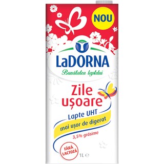 LaDORNA | Zile Usoare | Lapte UHT fara lactoza 3.5% grasime 1L