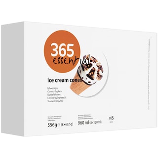 365 | Cornete cu inghetata cu aroma de vanilie  8x120ml